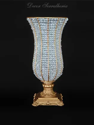  Vasos Vaso Vesúvio - dourado com pedraria transparente