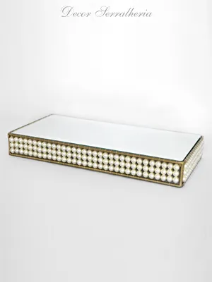 Clássicas para doces Bandeja p/ doces 20x40x5  Dourada com pérola