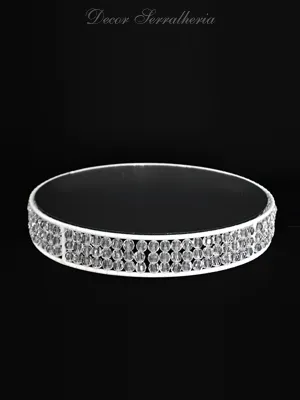 Clássicas para doces Bandeja p/ doces 30 ø x 5 Branca com pedraria transparente