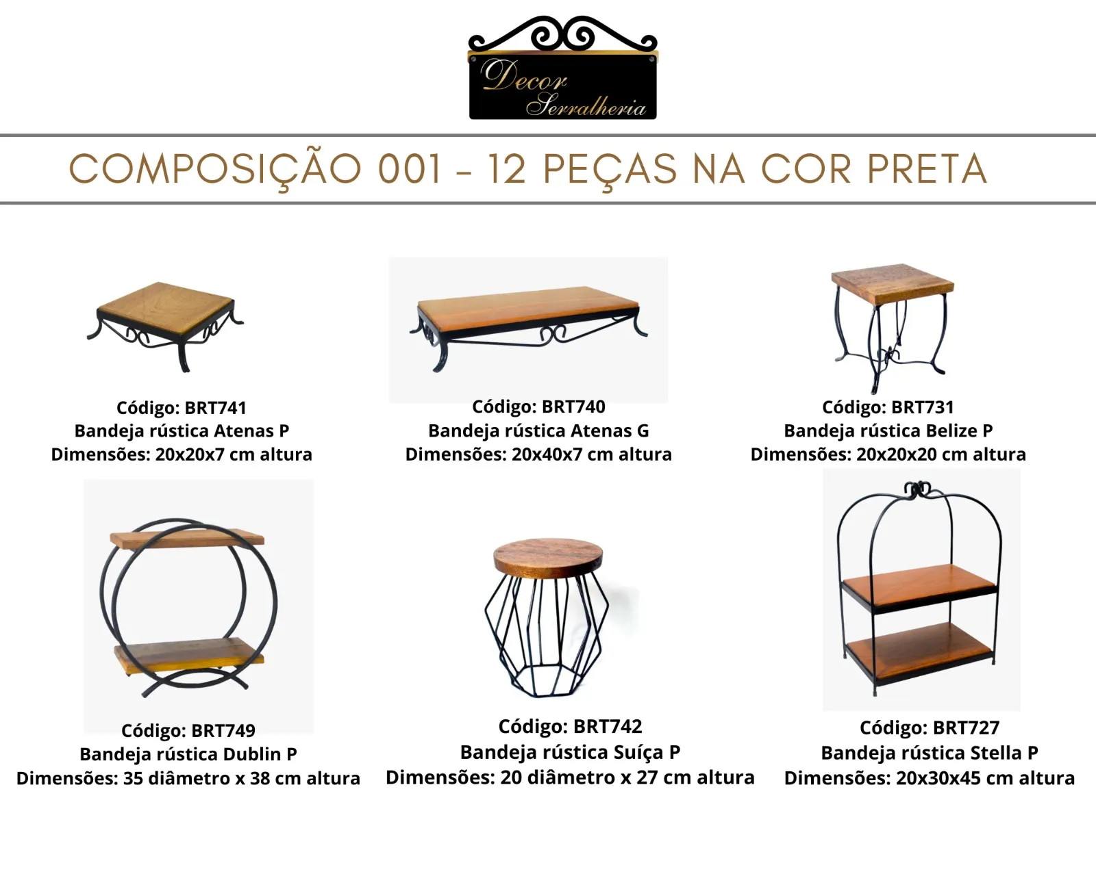 Kits Composição 001 - 12 Peças cor preta
