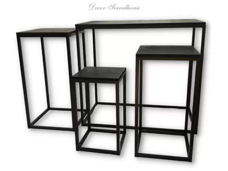 Mesas assimétricas Conjunto Supreme - 4 peças - preto