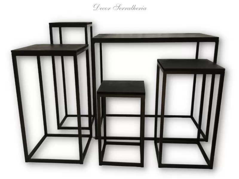 Mesas assimétricas Conjunto Supreme - 5 peças - preto