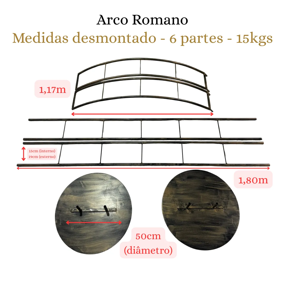 Estruturas - Painéis Estrutura Arco Romano - Pátina preto com dourado